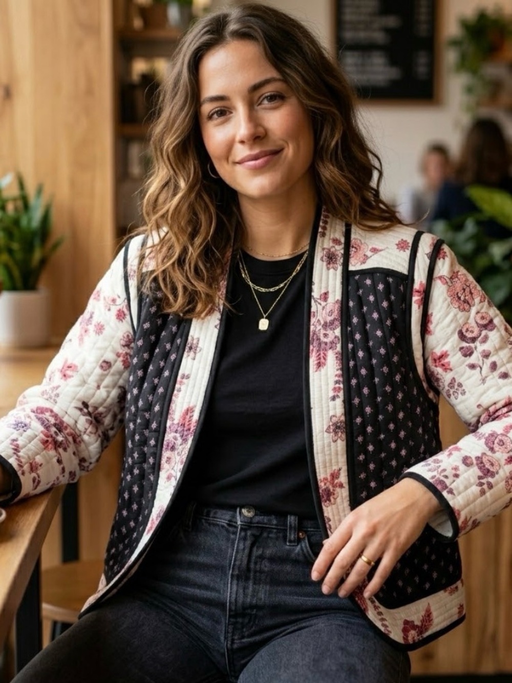 🌸 SFERA CASUAL Spain Quilted Floral Mixed Print Jacket L